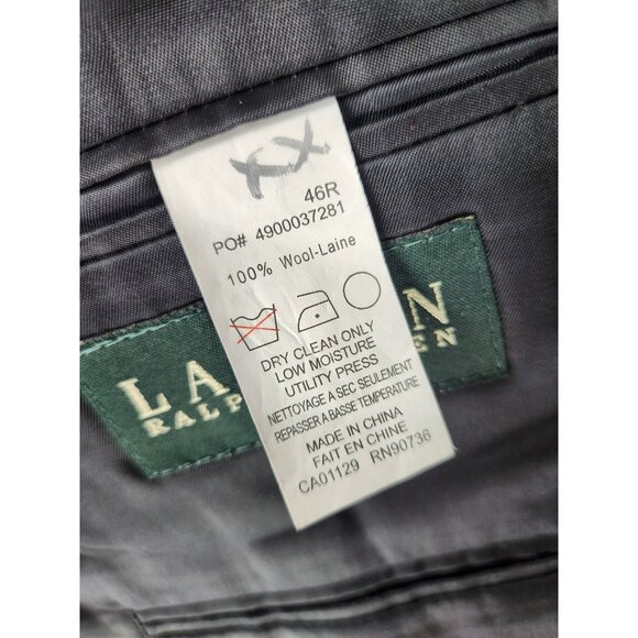 Lauren Ralph Lauren Blazer Sport Coat Men 46R Black 100% Wool 2 Button Jacket - Picture 5 of 12